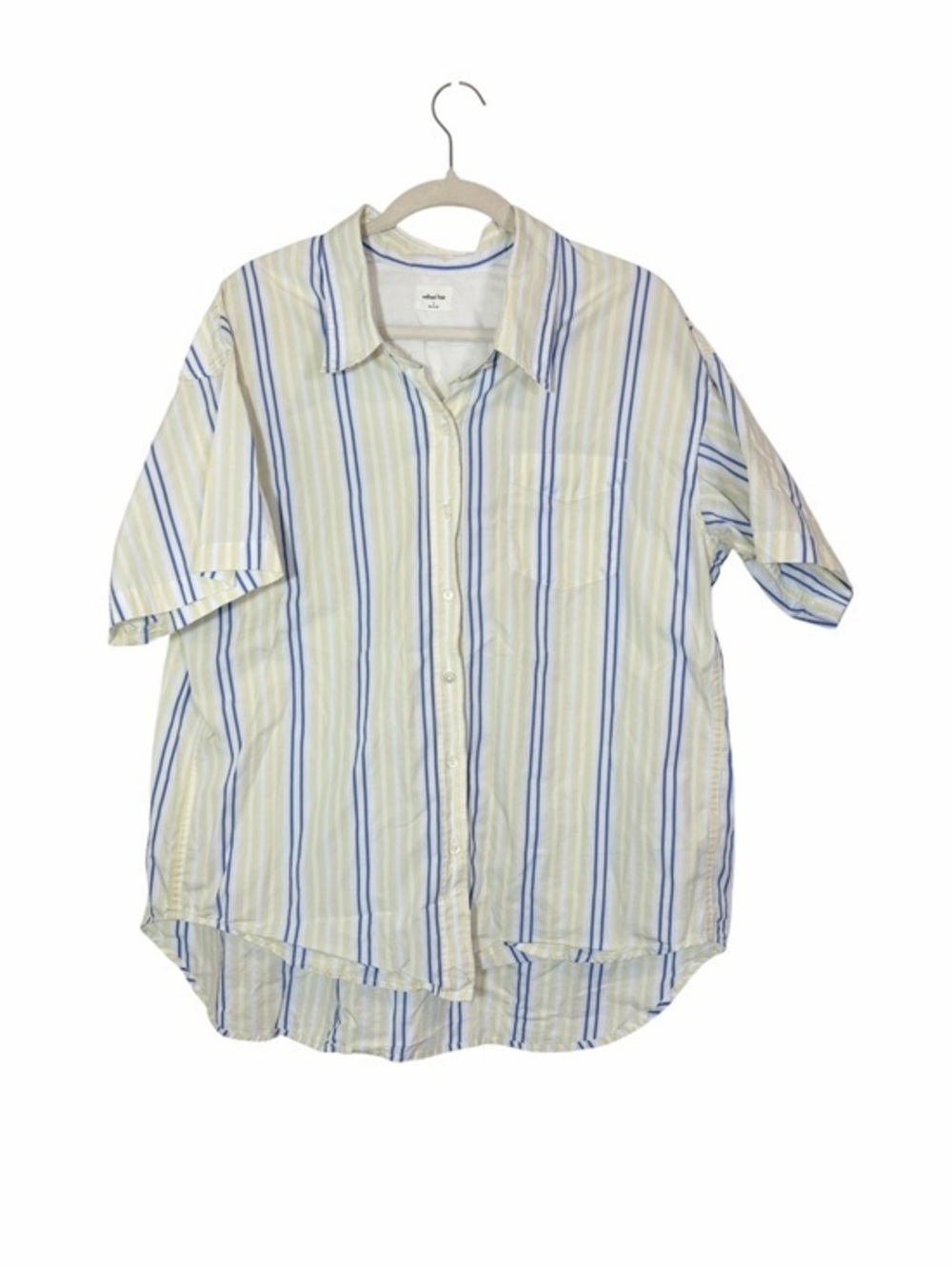 Aritzia Wilfred Free Relaxed Short Sleeve Striped Button Up Shirt S Cotton Cabin